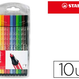 10 rotuladores acuarelables Stabilo Pen 68 tinta colores surtidos